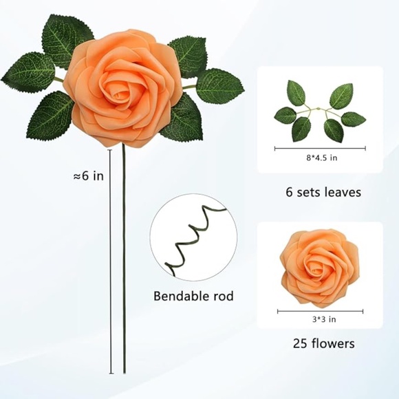 Artificial Flowers Realistic Roses, 25 Piece For DIY Wedding - Picture 2 of 6